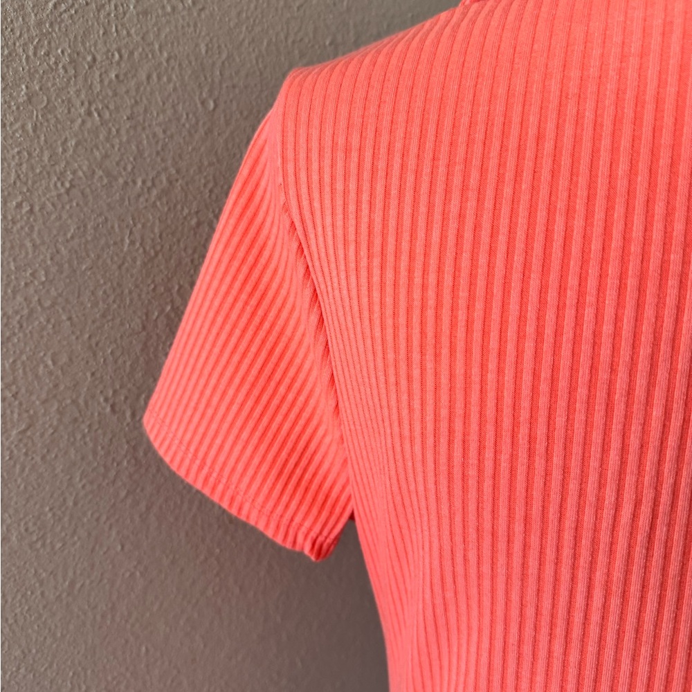 Orange Ribbed Wrap Dress - Picture 7 of 12